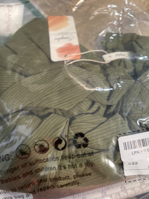 Photo 1 of (Missing button and eyelet) Simplee Womens Eyelet Long Sleeve Tops Crochet Boho Lace Blouses for Women Dressy Casual Work Fall Trendy Shirts,Army Green M