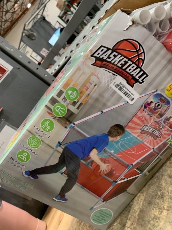 Photo 1 of **************MISSING PARTS***************
2-Player Arcade Basketball Game Set,Upgraded Indoor Hoop with LED Light Electronic Scoreboard 4 Balls,Carnival Games Sports Toys Kids 3-12 for Home Party Backyard Outdoor Boys Girls Toddlers Gifts