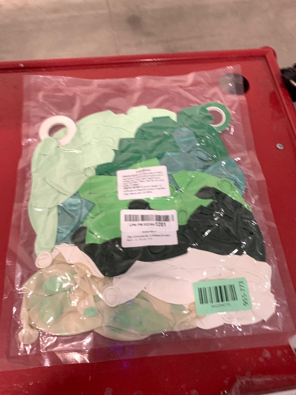 Photo 1 of 100pcs Green Balloons Set, 12 Inch Metallic Emerald Dark Green Balloons Lime Green and White Confetti Balloons for Birthday Jungle Safari Party Supplies St. Patrick's Day Decoration