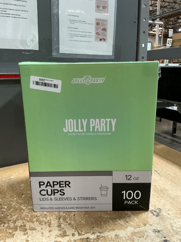 Photo 1 of [100 Pack] 12 oz Paper Coffee Cups, Disposable Paper Coffee Cup with Lids, Sleeves, and Stirrers, Hot/Cold Beverage Drinking Cup for Water, Juice or Tea, Suitable for Home, Shops and Cafes