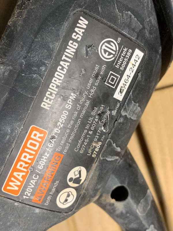 Photo 1 of (please see all images) WARRIOR TOOLS RECIPROCATING SAW (P03035250)