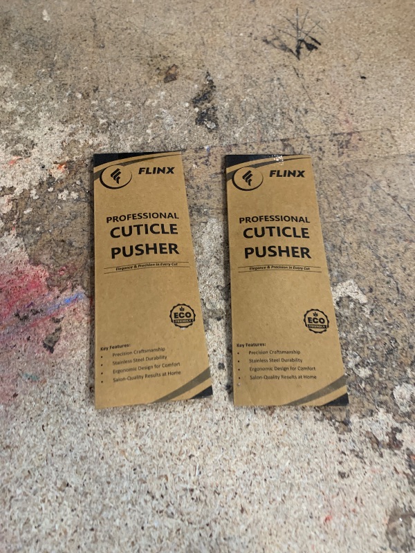 Photo 1 of *2 PACK* FLINX Cuticle Pusher Tool with Pouch, Nail Cuticle Pusher for Manicure & Pedicure, Nail Scraper Tool and Metal Cuticles Pusher, Nails Cuticles Pusher Tools for Nails (Silver, FLNX-III)