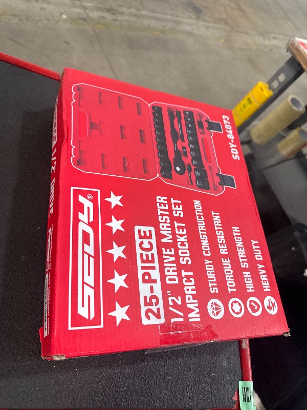 Photo 1 of 1/2" Drive Socket Wrench Set: 25-Piece SAE & Metric Impact Socket Ratchet Wrench Tool Set Socket Assortment with Storage Box for Repair Mechanic Garage