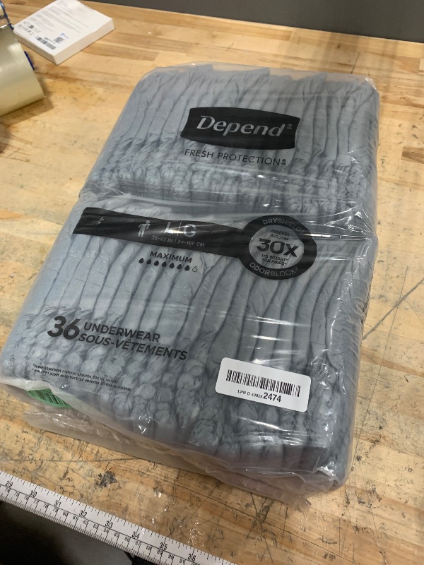 Photo 1 of *****SEE NOTES ***Depend Fresh Protection Adult Incontinence Underwear for Men, Disposable, Maximum, Large, Grey, 72 Count (2 Packs of 36), Packaging May Vary