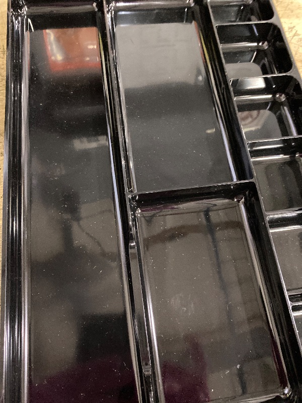 Photo 1 of 1" Height x 14" Width x 9" Depth Black Plastic Desk Drawer Organizer (1 Organizer) - BOS-DEF38104