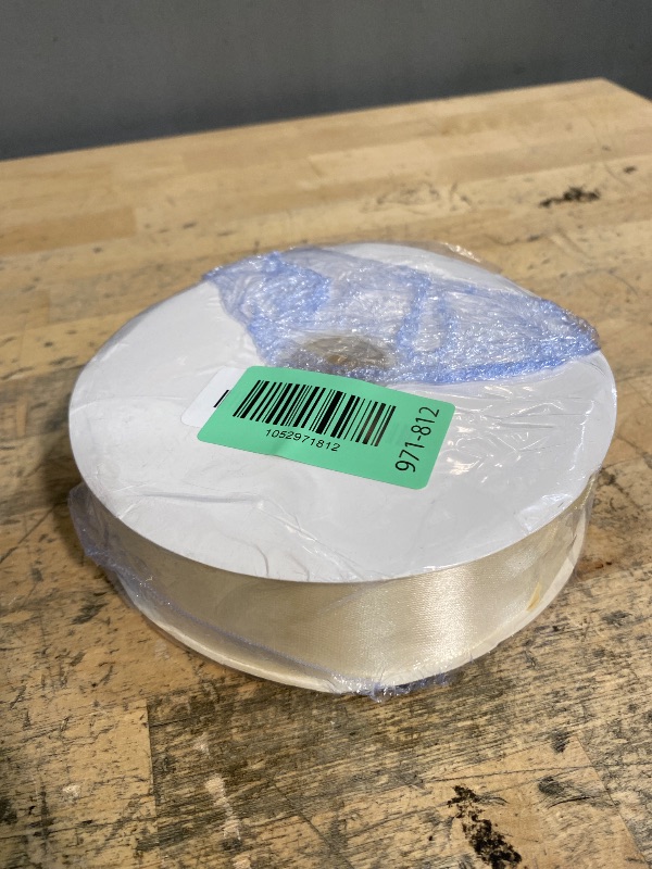 Photo 1 of 1-1/2 Inch 100 Yards Ivory Satin Ribbon, Solid Fabric Ribbon Roll for Flower Bouquet, Gift Wrapping, Roses Making, Handmade Crafts