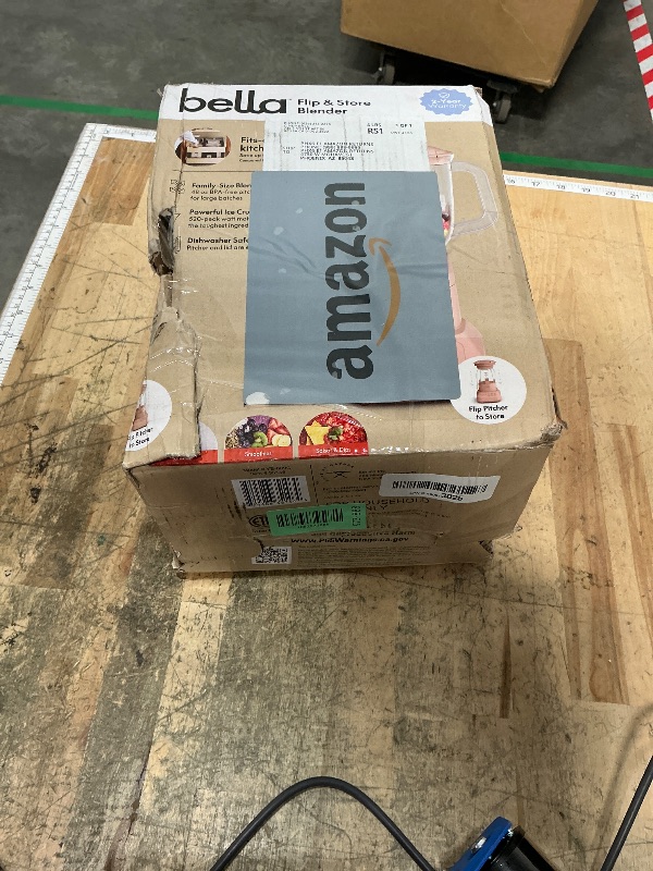 Photo 1 of ** POSSIBLY FOR PARTS/MISSING ASSEMBLY PIECES** bella 10 Speed Countertop Blender, Juicer & Smoothie Maker, Fits-anywhere™ Kitchenware, Slim Flip & Store Design, Dishwasher Safe 48oz Capacity Pitcher & Lid, Stainless Steel Blade, 450 Watt, Blossom