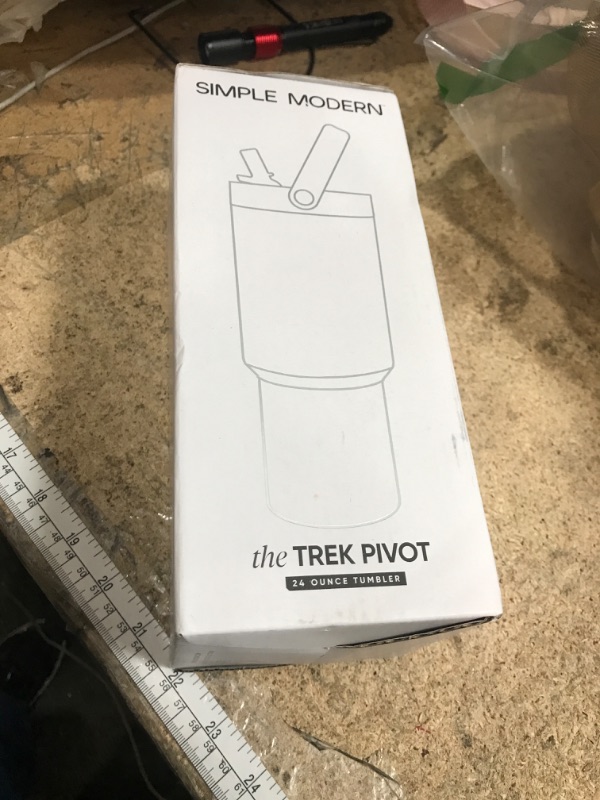 Photo 1 of *** CRACKED LID ***Simple Modern Trek Pivot | 24oz Kids Flip Straw Tumbler with Handle and Silicone Boot | Insulated Water Bottle Stainless Steel Cup | School Travel Jug | Pink Happy Faces