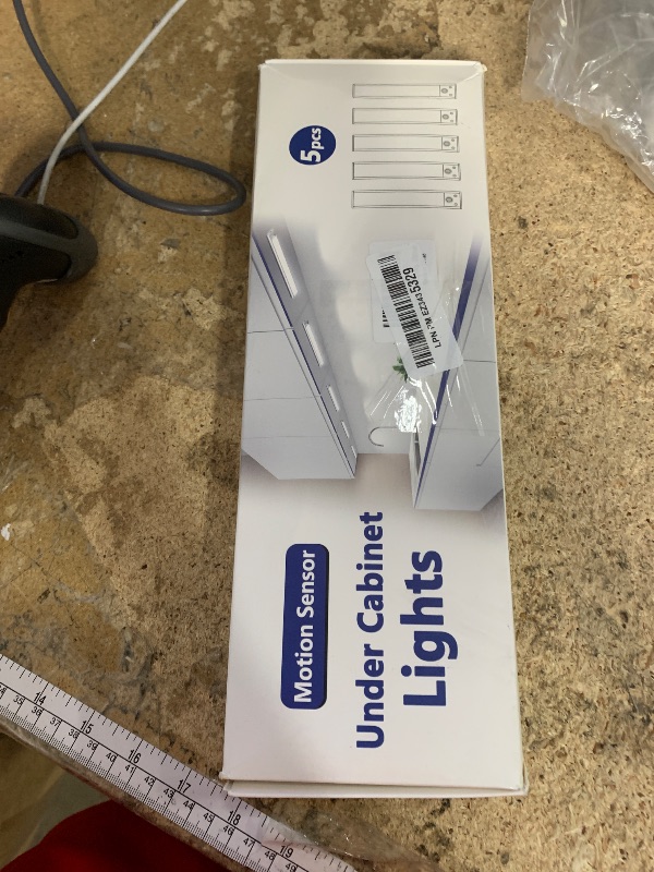 Photo 1 of **UNKNOWN MISSING PARTS/DAMAGES** 5 Pack Under Cabinet Lights, Upgraded 2500mAh Under Cabinet Lighting Wireless, Rechargeable Motion Sensor Light Indoor LED Closet Lights Under-Counter Light Fixtures for Kitchen, Hallway, Stairs, 12in