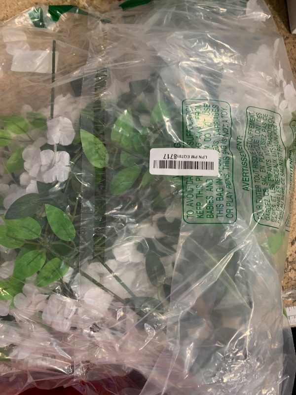 Photo 1 of 12Pcs Artificial Wisteria Flowers 3.6 Feet/Piece White Dense Artificial Fake Wisteria Vine Ratta Hanging Garland Silk Flowers String Home Party Wedding Decor(White-Dense)