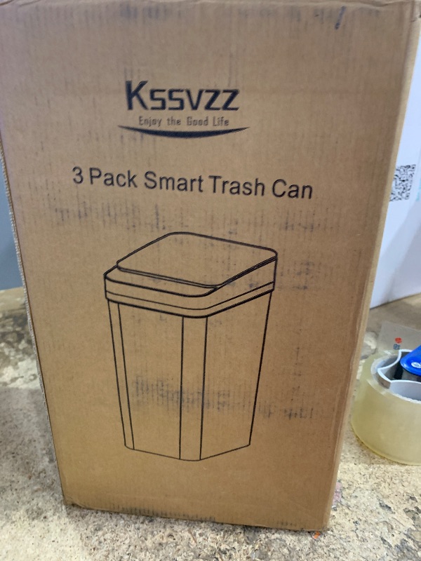 Photo 1 of ***************MISSING 1*****************
3 Pack Automatic Small Bathroom Trash Can with Lid - 2.5 Gallon Touchless Garbage Can, Motion Sensor Smart Trash Bin, Slim Dog Proof Trashcan, Waterproof Plastic Wastebasket for Bedroom Office Kitchen