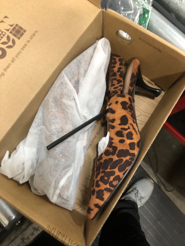 Photo 1 of (USED/FAIR) (7.5) Erocalli Women's Bow Kitten Heel Slingback Pointed Closed Toe Low Heels Dressy Elegant Wedding Leopard Pumps Shoes