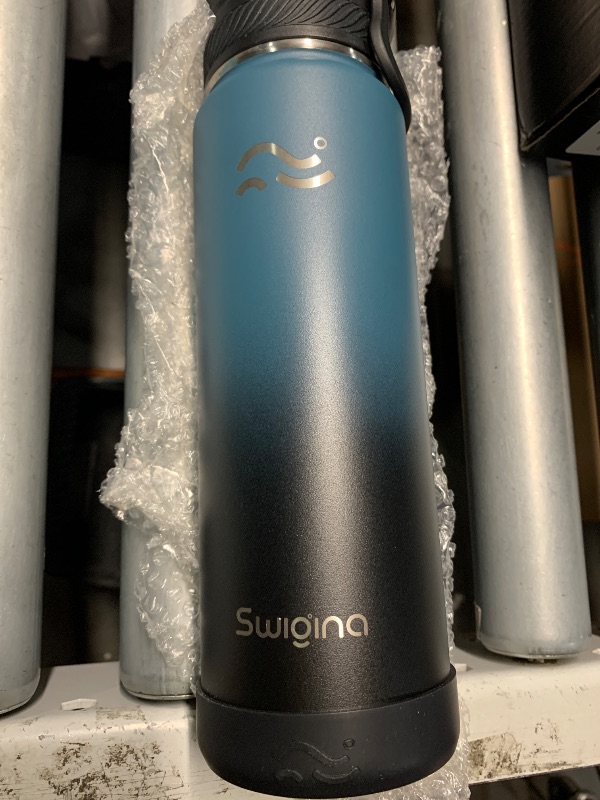Photo 1 of (see all images) Swigina [2-IN-1 LID] Insulated Water Bottle with Silicone Boot (36hrs Cold/18hrs Hot) - DIY Stickers, Leakproof, BPA Free, 24 oz
