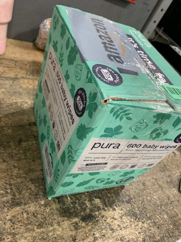 Photo 1 of *BOX OPEN, WIPES NOT*
Pura Natural Sensitive Baby Wipes, 99% Water, Unscented & Hypoallergenic, Suitable for Sensitive & Eczema-prone Skin, Hypoallergenic, EWG Verified, 10 Pack of 60 Wet Wipes (600 Diaper Wipes) Bulk Buy
