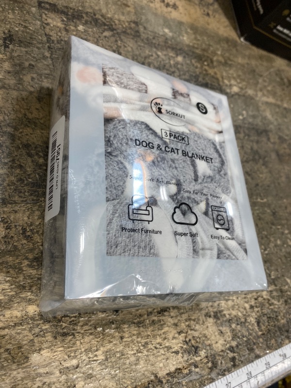 Photo 1 of 1 Pack 3 Puppy Blankets Super Soft Warm Sleep Mat Grey Cute Print Fluffy Fleece Pet Flannel Throw Dog Blankets for Small Dogs Cats,Star&Bone&Love- Small (23"x15")