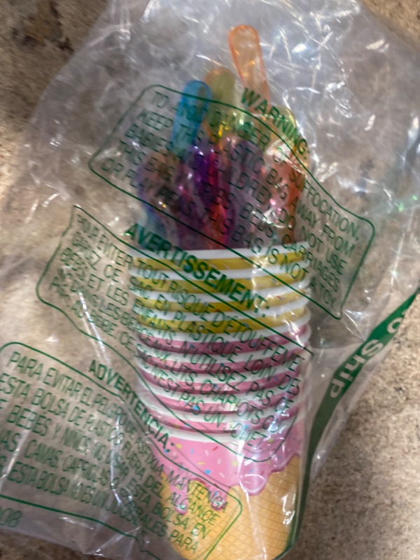 Photo 1 of **PARTIAL SET/MISSING PIECES** Ninehaoou 40 Pack 6 oz Ice Cream Cups with Spoons Paper Dessert Cups Colorful Sundae Bowls Disposable Ice Cream Containers for Hot Soup Spring Summer Graduation Bar Party Supplies