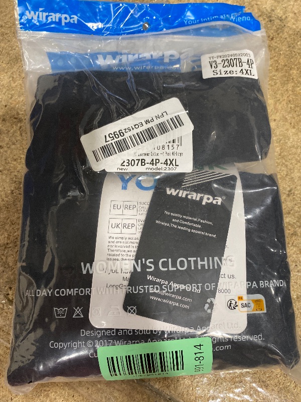 Photo 1 of ***MISSING 1 PAIR***
wirarpa Women's Underwear Cotton Super High Waisted Briefs Stretch Full Coverage Panties 4 Pack Black 4X-Large