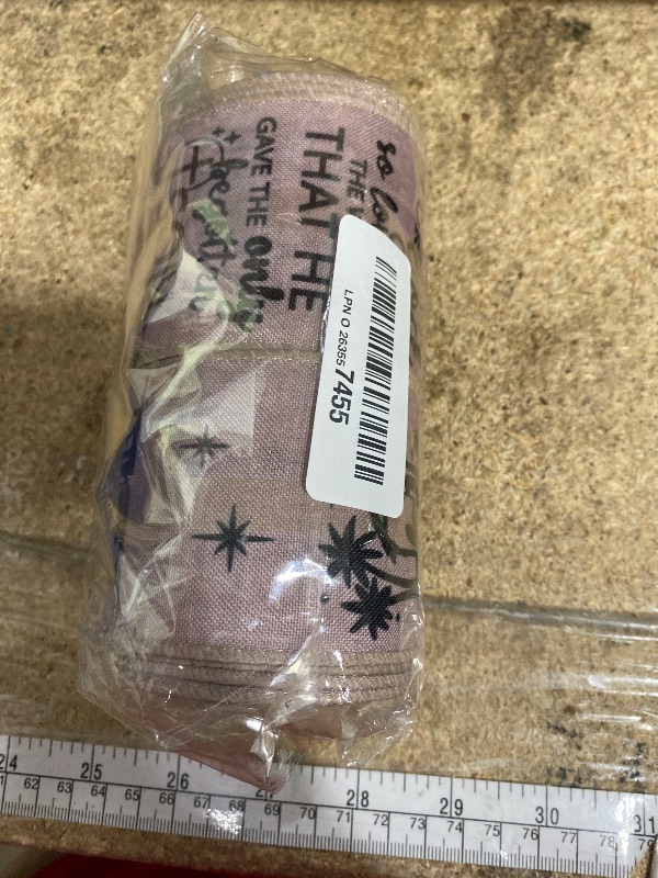 Photo 1 of 2Rolls 20Yards Christmas Nativity Wired Ribbon 2.5 Inch Xmas John 3:16 for God So Loved The World Fabric Ribbon for Gift Wrapping DIY Crafts Floral Arrangement Wreath Bow Making Home Decoration