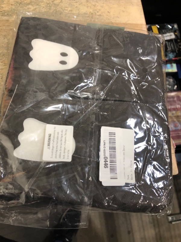 Photo 1 of 100Pcs Halloween Guest Napkins Black White Ghost Disposable Paper Hand Towels Cute Spooky Boo Dinner Napkin for Halloween Birthday Baby Shower Party Supplies Decor