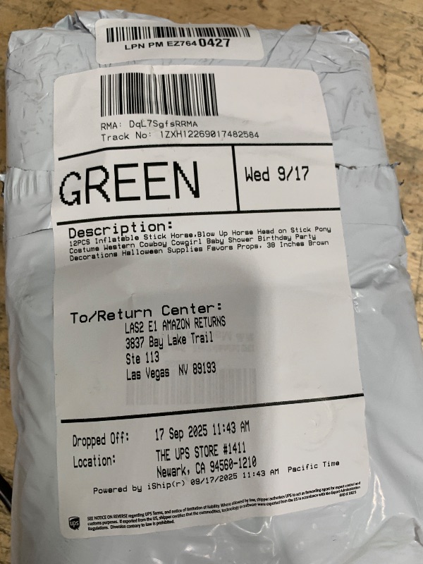 Photo 1 of 12PCS Inflatable Stick Horse,Blow Up Horse Head on Stick Pony Costume Western Cowboy Cowgirl Baby Shower Birthday Party Decorations Halloween Supplies Favors Props, 38 Inches (Brown)