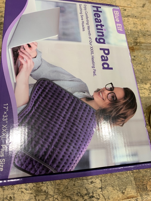 Photo 1 of *** GREY**** Blue Elf Heating Pad for Back/Neck/Shoulder Pain Relief, 33''×17'' XXX Extra Large Electric Heating Pads for Cramps,Gifts for Women/Mom/Wife Her,Moist & Dry Heat Warm Pad(Purple)