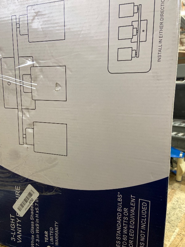 Photo 1 of **MISSING 1/3 CIRCULAR GLASS LAMPSHADES**** FonmYim Brushed Nickel Bathroom Light Fixtures, 3-Light Modern Vanity Light Over Mirror, Wall Sconces with Milky White Frosted Glass Shades, E26 Socket (Bulbs Not Included)