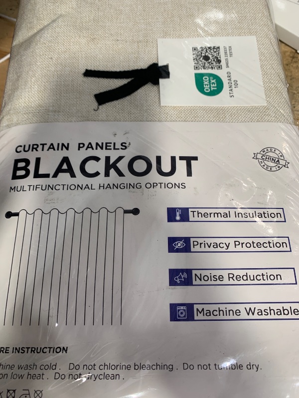 Photo 1 of 100% Blackout Shield Linen Blackout Curtains for Bedroom 84 Inches Long, Back Tab/Rod Pocket Living Room Drapes, Thermal Insulated Blackout Curtains 2 Panels Set, 50" W x 84" L, Cream