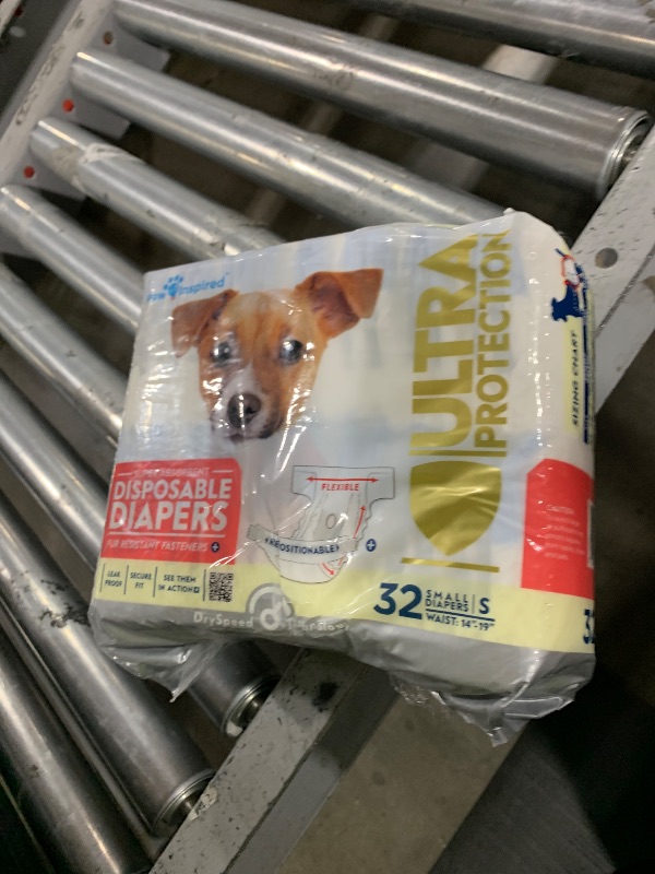 Photo 1 of Paw Inspired 32ct Disposable Dog Diapers | Female Dog Diapers Ultra Protection | Diapers for Dogs in Heat, Excitable Urination, or Incontinence (Small)