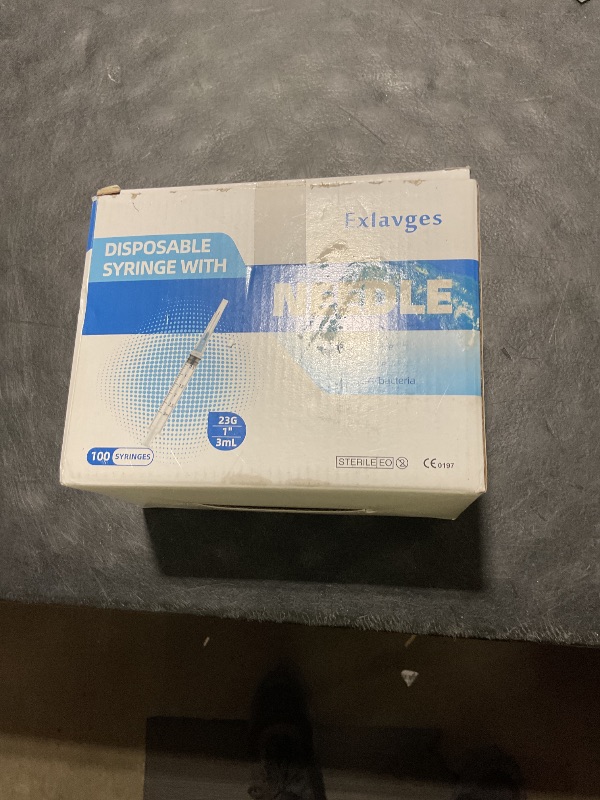 Photo 1 of 100 Pack Disposable 3ml/cc Lab Syringes with 23Ga 1 Inch Needle Luer Lock, Individually Sealed Packed