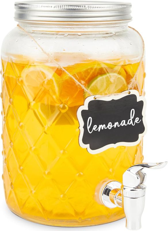 Photo 1 of 1 Gallon Drink Dispenser, Glass Drink Dispensers with Spigot, Sun Tea Glass Jar for Outside, Beverage Dispenser for Parties, Iced Lemonade Dispenser(PP Spigot)