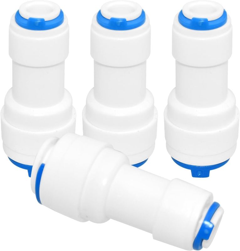 Photo 1 of 4 pack 1/4inch to 3/8inch OD Quick Straight Push Connector,1/4 quick connect fittings for RO Water Systems Purifiers Filters
