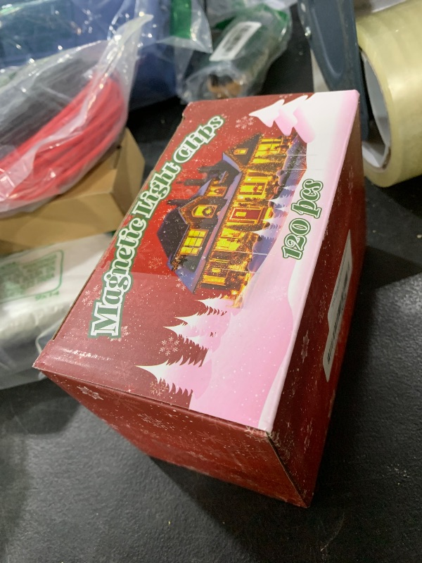 Photo 1 of 120 Pcs Extra Strong Magnetic Christmas Light Clips for C9 Socket, Transparent Square Christmas Light Hooks for Outside Decor, Fence, Steel Gutters and Roofs Outdoor Patio Lighting (Black)