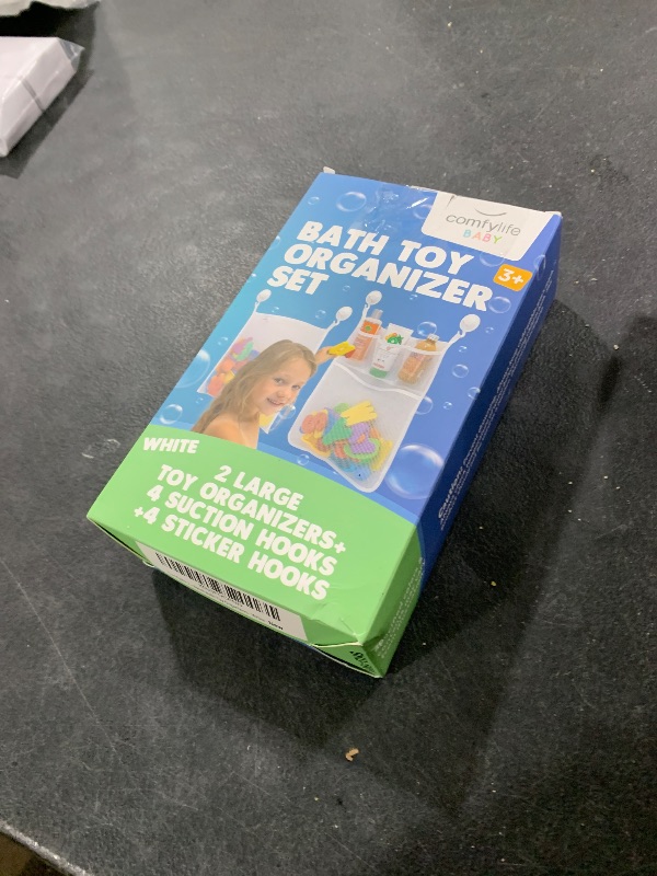 Photo 1 of 2 x Mesh Bath Toy Organizer + 8 Ultra Strong Hooks – The Perfect Bathtub Toy Holder & Bathroom or Shower Caddy – These Multi-use Net Bags Make Baby Bath Toy Storage Easy – For Kids & Toddlers