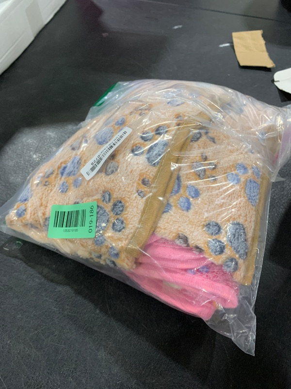 Photo 1 of 1 Pack 3 Blankets Super Soft Fluffy Premium Fleece Pet Blanket Flannel Paw Printed Throw for Dog Puppy Cat (Medium 30x20'', Brown, Pink, White)