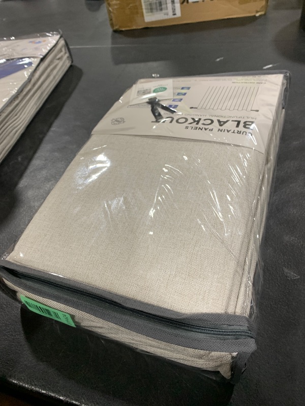 Photo 1 of 100% Blackout Shield Linen Blackout Curtains for Bedroom 96 Inches Long, Back Tab/Rod Pocket Living Room Drapes, Thermal Insulated Blackout Curtains 2 Panels Set, 50" W x 96" L, Beige