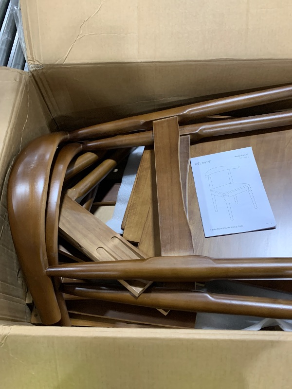 Photo 1 of DELAVIN Solid Wood Dining Chairs Set of 4,Kitchen Chairs with Solid Oak Wood Legs, Farmhouse Style High Ladder Back Dining Room Chairs,Walnut