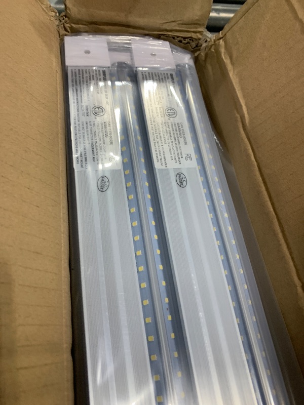 Photo 1 of SHOPLED 8FT LED Shop Light, 100W 15000LM 5000K Daylight White, V-Shape, T8 LED Tube Light Fixtures, 8 Foot LED Shop Lights for Garage, Workshop, 12 Pack