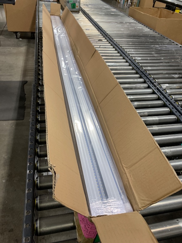 Photo 1 of SHOPLED 8FT LED Shop Light, 100W 15000LM 5000K Daylight White, V-Shape, T8 LED Tube Light Fixtures, 8 Foot LED Shop Lights for Garage, Workshop, 12 Pack