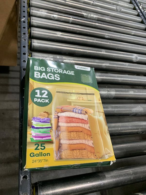 Photo 1 of FURWEY 25 Gallon Extra Large Storage Bags 35”x 24”Resealable Clear Bags with Handle 4 Mil Thick Heavy Duty Big Bag, Pack of 12