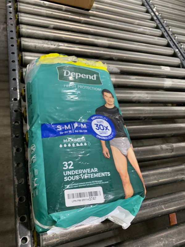 Photo 1 of Depend Fresh Protection Adult Diapers, Incontinence Underwear for Men, Disposable, Maximum, Small/Medium, Grey, 32 Count, Packaging May Vary