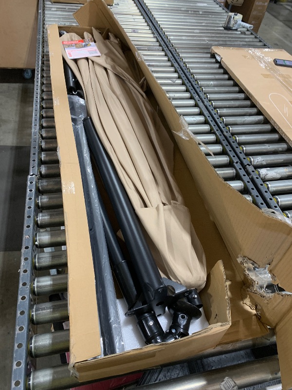 Photo 1 of 10FT Hanging Cantilever Umbrella, Offset Patio Umbrella Outdoor Sun Shade with Easy Tilt Adjustment, 8 Ribs, UV Protection for Backyard, Lawn, Garden and Pool