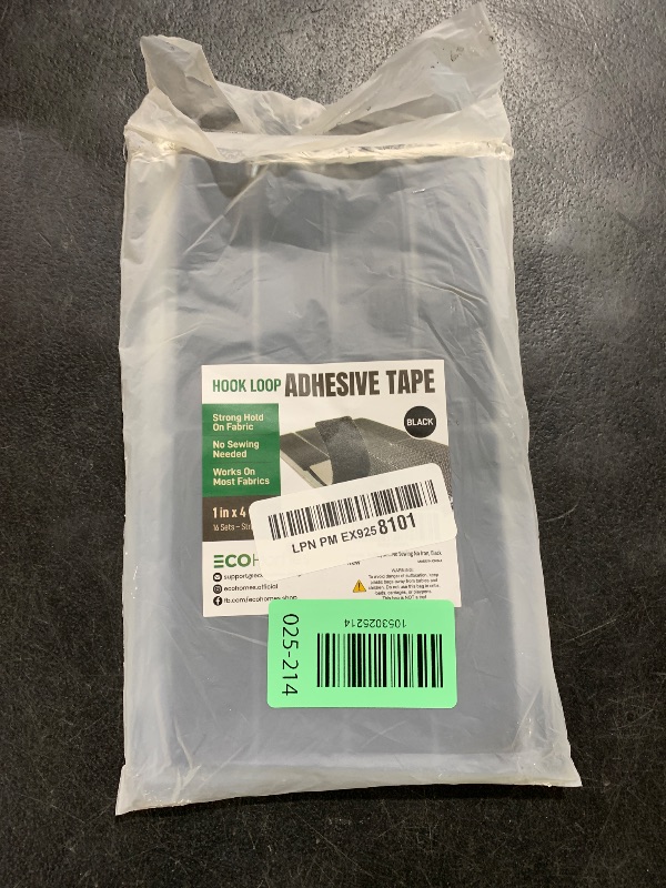 Photo 1 of (1x4 Inch, 16 Sets) Strips with Adhesive for Fabric, No Sew Stick On for Fabric, Sticky Back for Clothes, Curtains - Heavy Duty Double Sided Hook and Loop Hem Tape Fasteners, No Sewing No Iron, Black