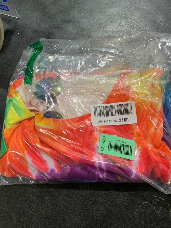 Photo 1 of Hippie Costume for Men Momen 60s 70s Colorful T-Shirt 5 PCS Accessories Set for Theme Party XXXX-Large