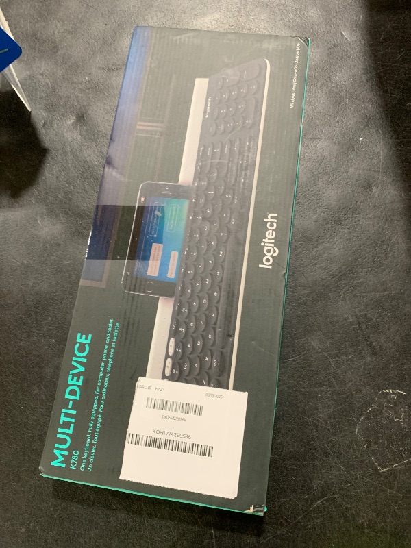 Photo 1 of Logitech K780 Multi-Device Wireless Keyboard for Computer, Phone and Tablet – FLOW Cross-Computer Control Compatible - Speckles, White