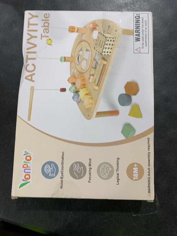 Photo 1 of Activity Table for 1 Year Old, Montessori Toys for 1 2 Year Old Girls Boy Gifts, 8 in 1 Wooden Sensory Play Table for Toddler 1-3, Learning Toys for Baby 12-18 Months 1st Christmas Birthday Gifts