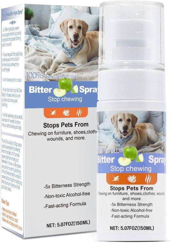 Photo 1 of Effectively | Bitter Apple Spray for Dogs to Stop Chewing, NO Chew Spray for Dogs Protect The Safety of Furniture and Your Belongings, Prevent Licking Injuries (Blue, M)

