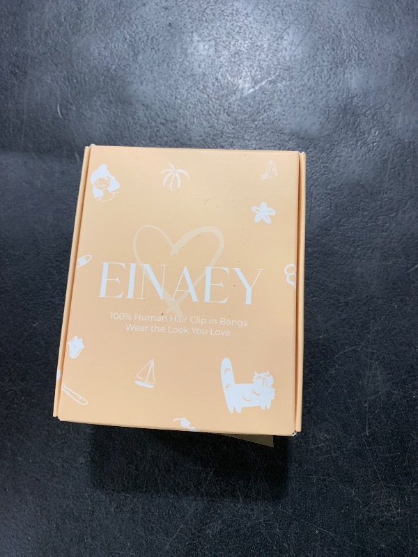 Photo 1 of EINAEY Clip in Bangs, 100% Real Human Hair Dark Brown Fake Bangs Clip in Hair Extensions French Bangs Fringe with Temples Hairpieces for Women Curved Curtain Bangs for Daily Wear