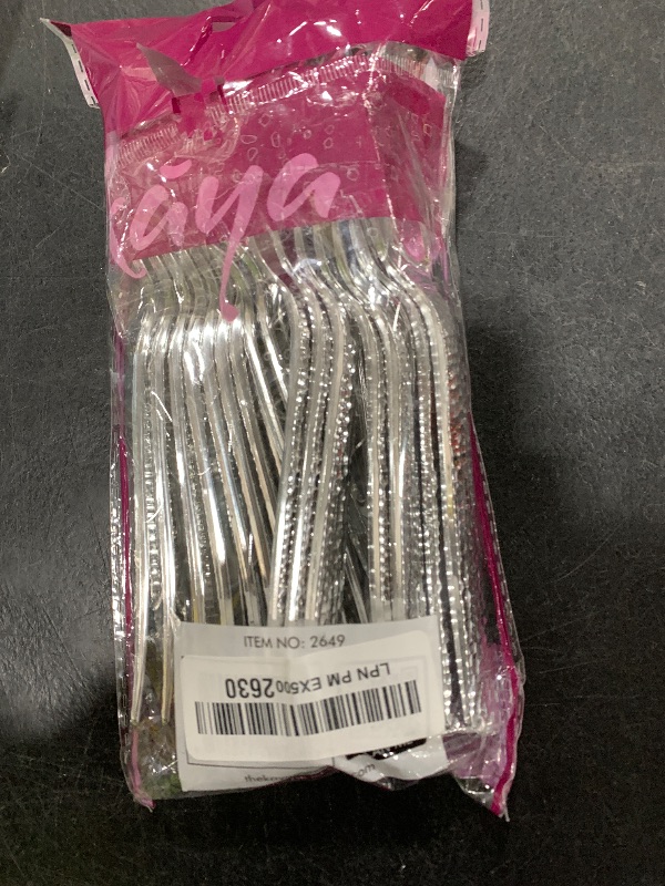 Photo 1 of Kaya Shiny Metallic Silver Hammered Disposable Plastic Spoons (Pack of 20) - Durable & Stylish Design - Perfect for Parties & Entertaining