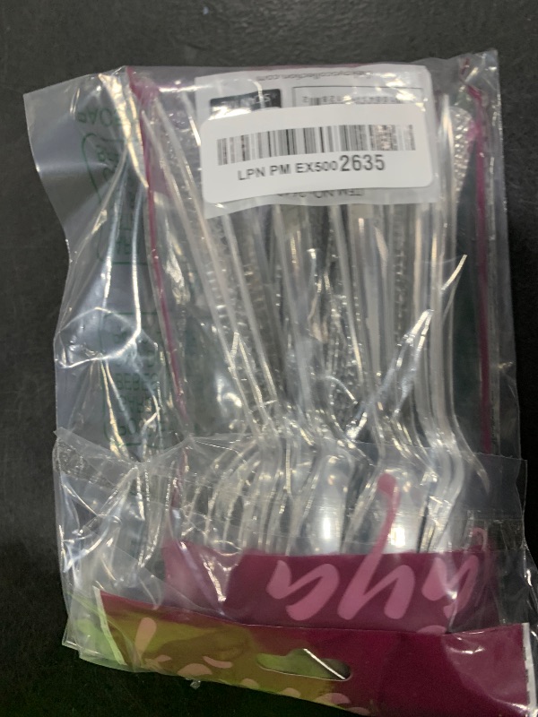 Photo 1 of Kaya Shiny Metallic Silver Hammered Disposable Plastic Spoons (Pack of 20) - Durable & Stylish Design - Perfect for Parties & Entertaining