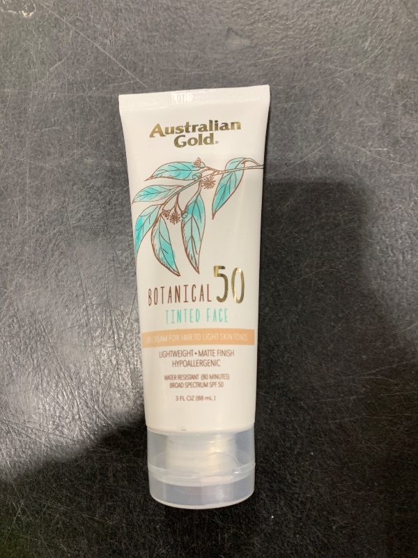 Photo 1 of Australian Gold Botanical SPF 50 Tinted Face Sunscreen, Non-Chemical BB Cream, Water-Resistant, Matte Finish, Sensitive Skin, 3 FL Oz